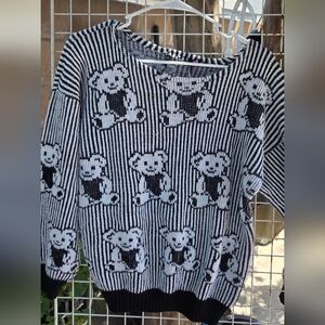 Vintage Black and White Teddy Bear Sweater From The 80's